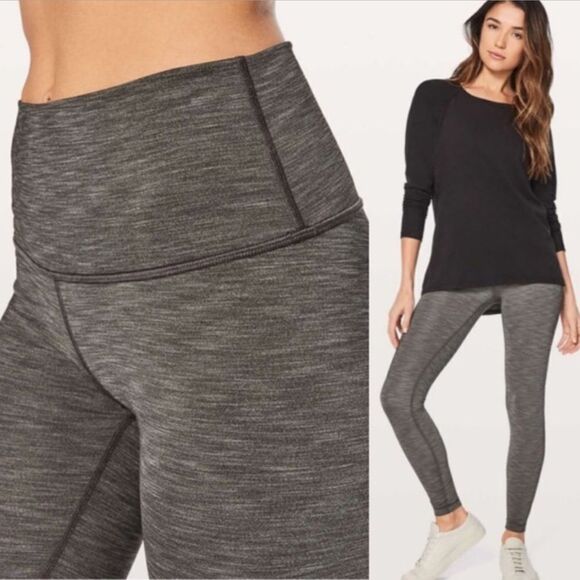 Lululemon Wunder Under High Rise Tight Legging Heathered Black Gray - Picture 1 of 9